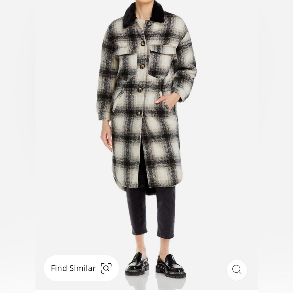 Apparis, James Faux Fur Lined Plaid Shirt Coat, XS